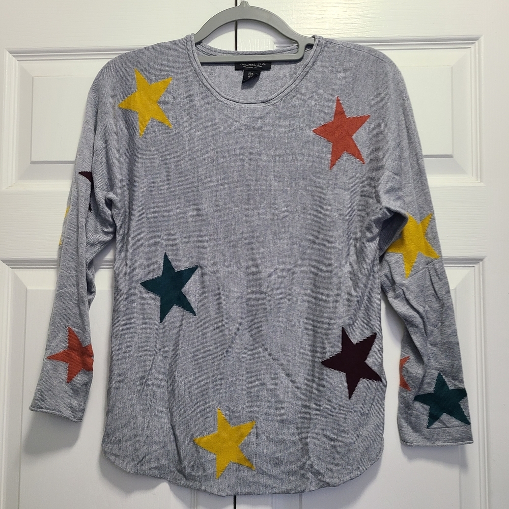 Rachel Zoe‎ Colorful Star Pattern Sweater Size M